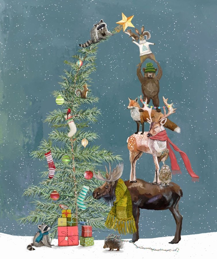 9247P-79 Holly Woods Woodland Decorating Panel Slate - Image 1