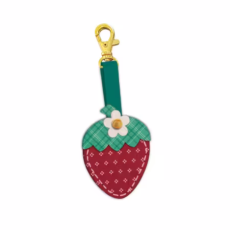 STLR-48390 Lori Holt Berry & Sage Leather Strawberry Charm - Image 1