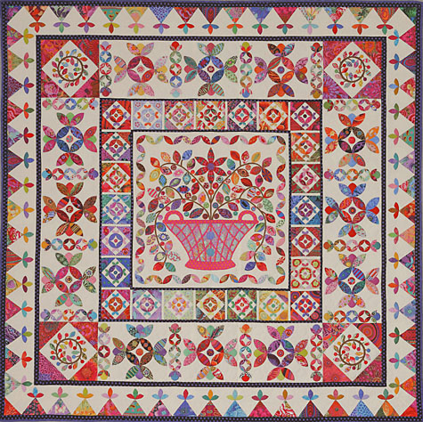 basketmedallionm Flower Basket Medallion Applique Pattern - Image 1