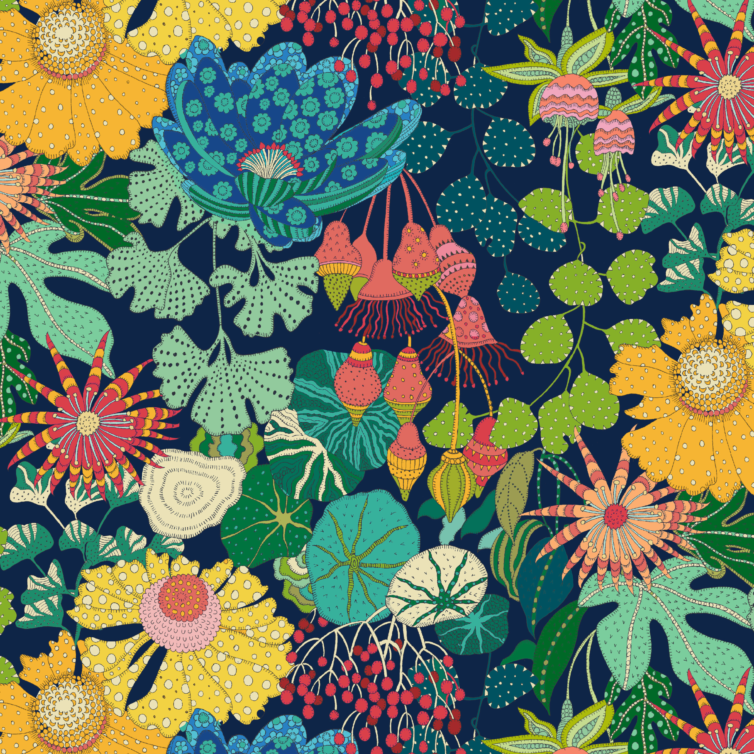54974D-1 Indigo Sunshine Peony Park Indigo - Image 1