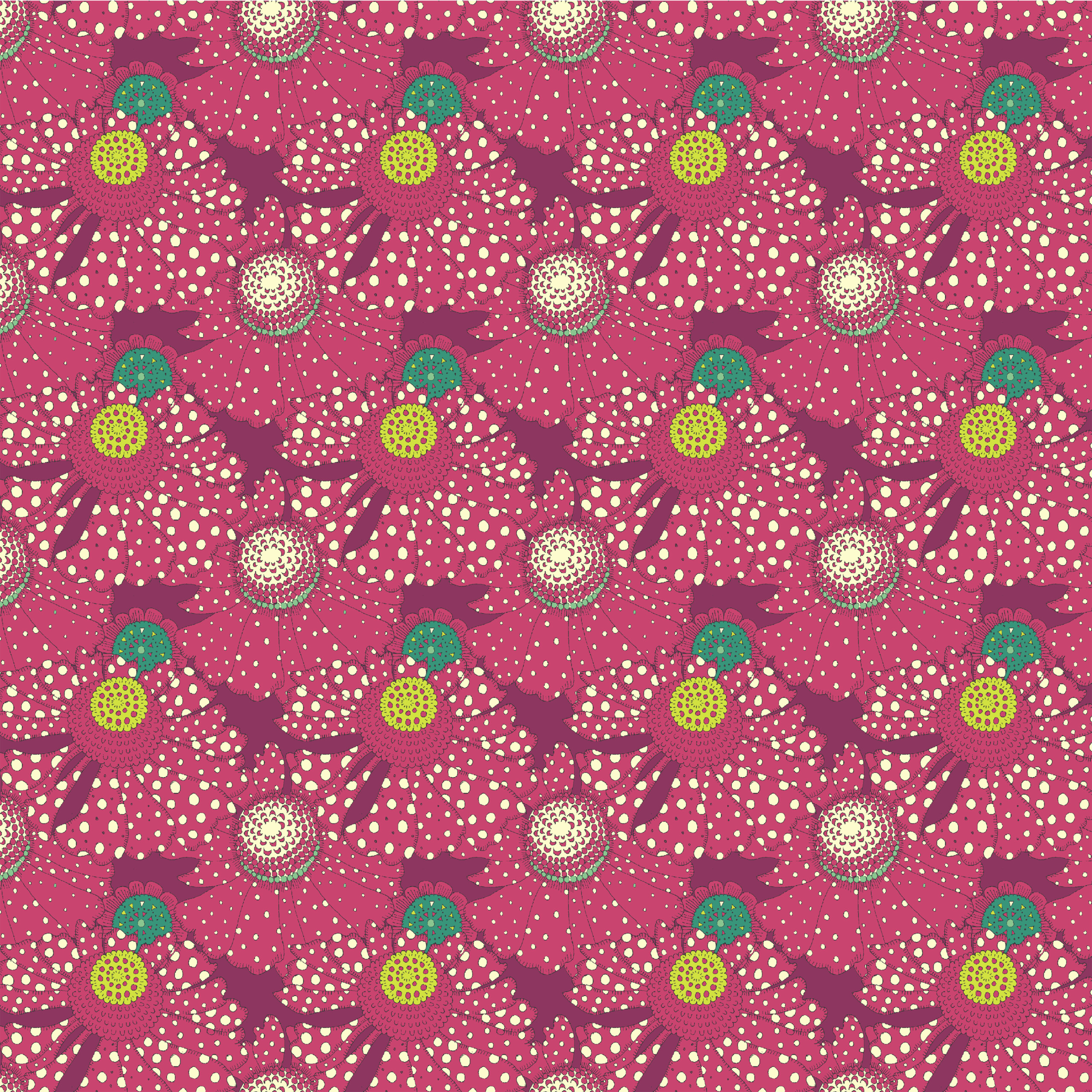 54975D-3 Plum Sunshine Polka flower Plum - Image 1