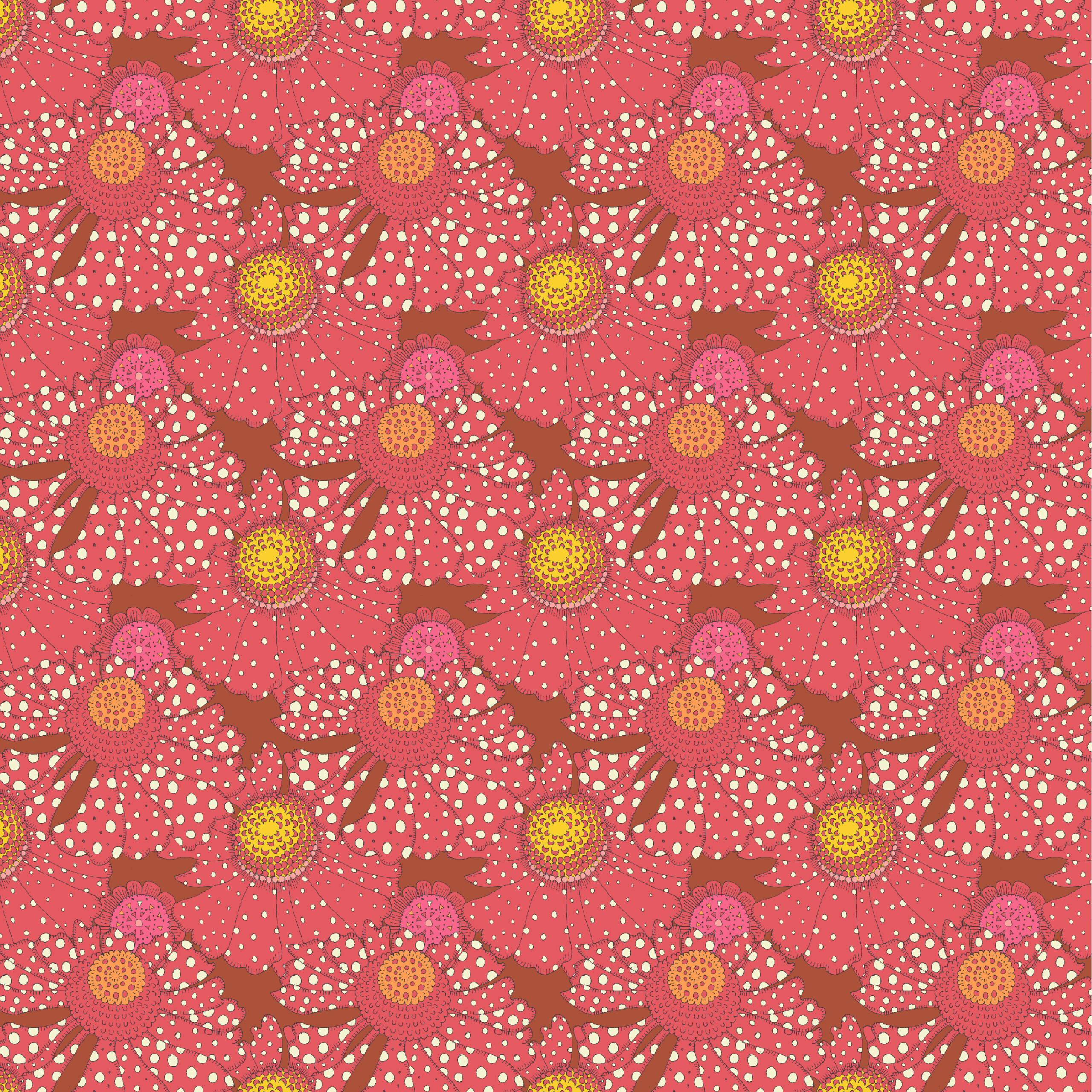 54975D-4 Crimson Sunshine Polka flower Crimson - Image 1