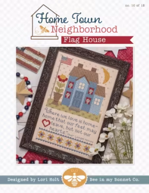 Home Town Neighbourhood Flag House Cross Stitch Pattern