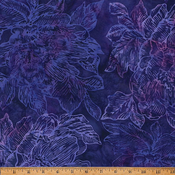 X2653-81-Violet Morning Glory Batik Floral Violet - Image 1