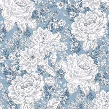 CHAW6408-BW Vintage Floral Blue Wideback 108" - Image 1