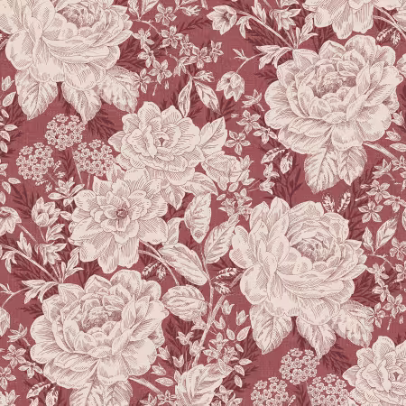 CHAW6408-R Vintage Floral Rasberry Wideback 108" - Image 1