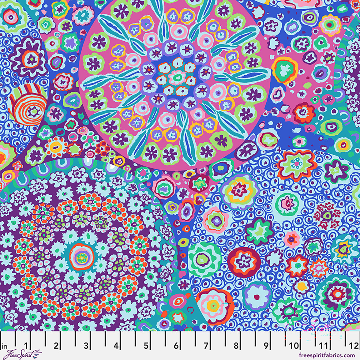 CLGP001.AQUA Kaffe Fassett Cotton Lawn Millefiore Aqua 108" Wideback - Image 1