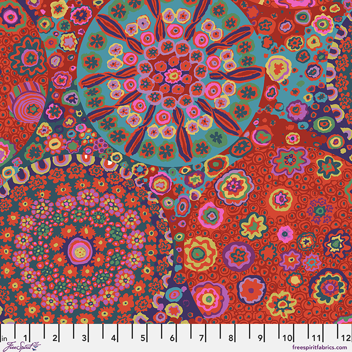 CLGP001.RED Kaffe Fassett Cotton Lawn Millefiore Red 108" Wideback - Image 1