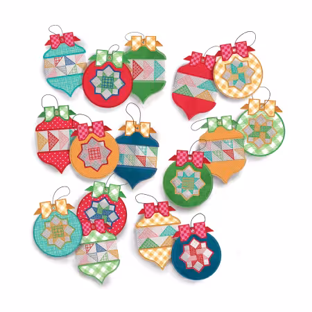 ME018ORN25R5 Home Town Holiday Patchwork Ornaments Machine Embroidery - USB - Image 1