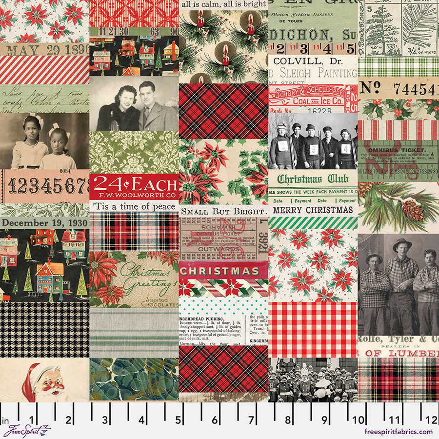 PWTH335.CHRISTMAS Tim Holtz Seasonal Palette Christmas Collage Canvas - Image 1