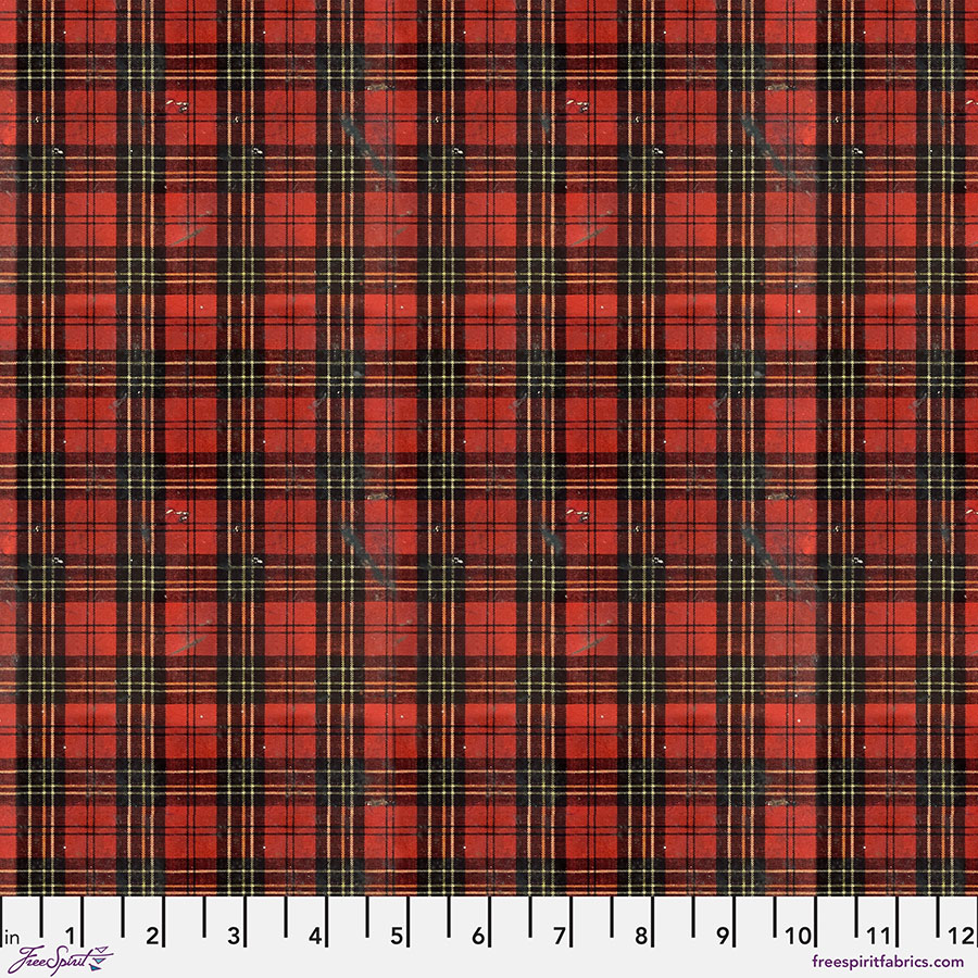PWTH338.CHRISTMAS Tim Holtz Seasonal Palette Christmas Worn Plaid Canvas - Image 1